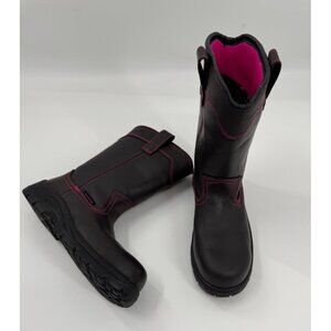 Avenger Womens Comp Toe 10” Wellington Work Boots A7146 Size 7.5 M Black & Pink
